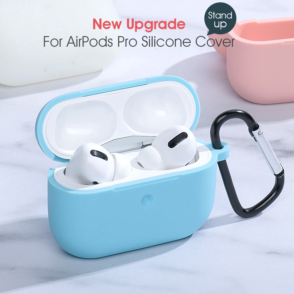 Hộp Bảo Vệ Bằng Silicon Chống Sốc Kèm Móc Đeo Cho Apple Airpods Pro