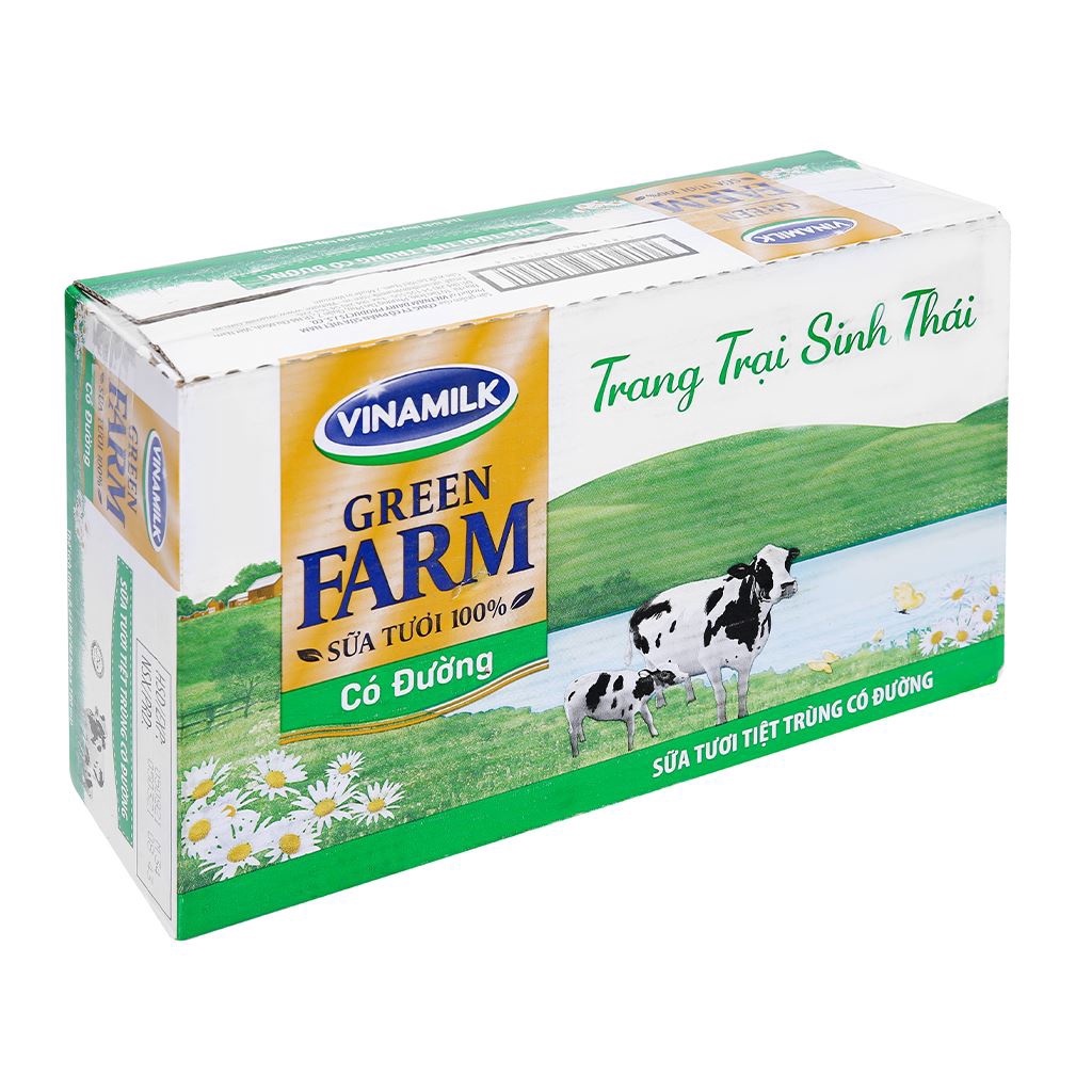 Thùng 48 hộp Sữa Tươi Tiệt Trùng Vinamilk Green Farm có đường 180ml