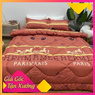 Trọn Bộ Chăn Phao 5 Món Ga Gối Poly loại 1 Chăn Bông Như Hình [Loại Bông Dày] ( mẫu hm cam mới )