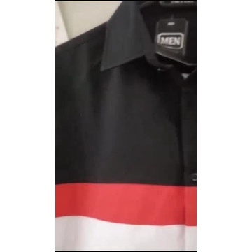 Áo sơ mi nam kiểu công sở cao cấp phối trắng đen đỏ tay dài chuẩn form Hàn Quốc vải lụa đẹp SMD04