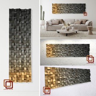 Tranh gỗ trang trí 3D GRADIENT ẤM ÁP (Wood mosaic) - KÍCH THƯỚC 30cmx1M