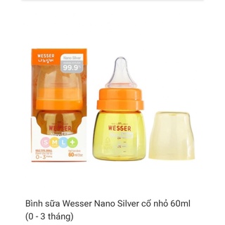 Bình sữa Wesser Nano Silver cổ nhỏ 60ml