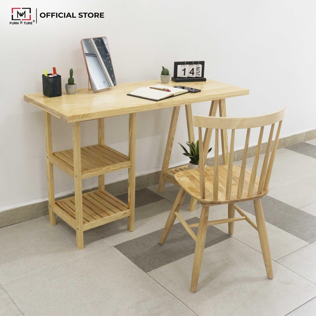 Bàn làm việc 100% gỗ thông mỹ nhập khẩu thương hiệu MW FURNITURE - Nội thất phòng làm việc