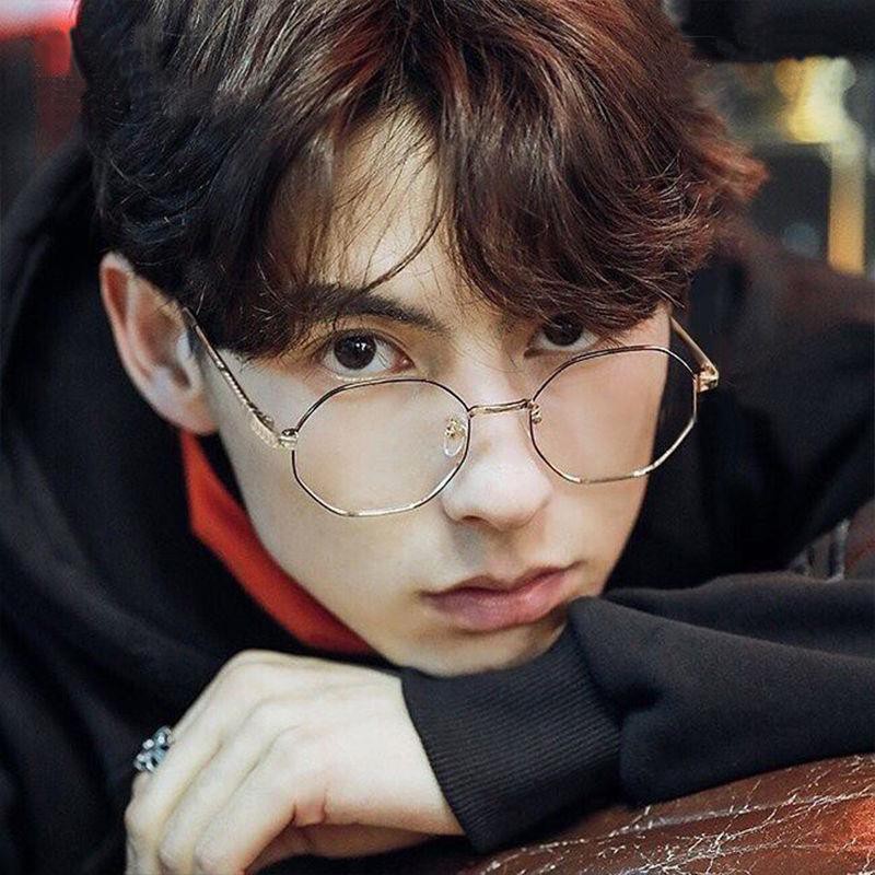 ☢Han edition tide female ins face without makeup glasses polygon anti-radiation flat frame male students myopic lens | BigBuy360 - bigbuy360.vn