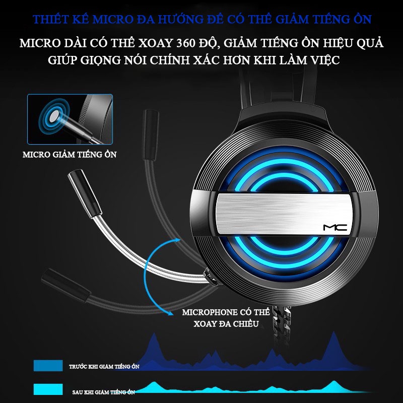 Tai Nghe gaming MC chơi game có tích hợp micro và dây USB phù hợp máy tính bảo hành 12 tháng