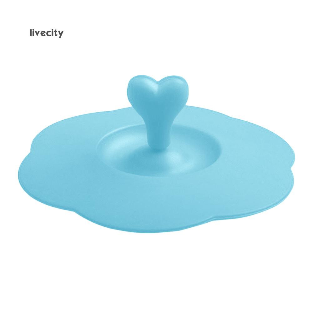 Nắp đậy ly bằng silicone kèm tay cầm hình trái tim độc đáo