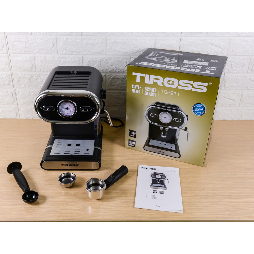 MÁY PHA CÀ PHÊ ESPRESSO TIROSS TS6211 (15 BAR) CHỨC NĂNG PHA CÀ PHÊ CAPPUCCINO, ESPRESSO - BẢO HÀNH 1 NĂM CHÍNH HÃNG