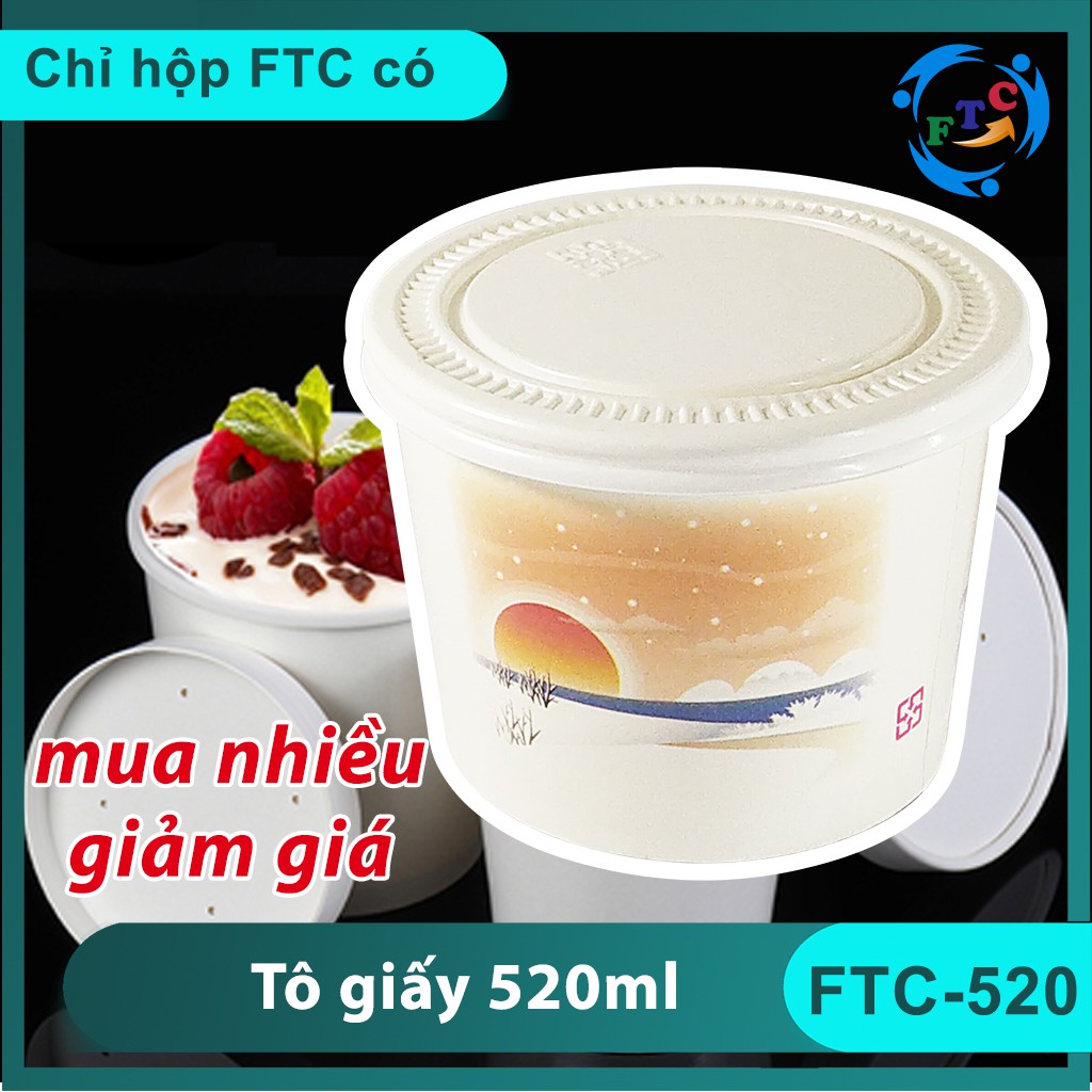 Hộp Giấy Tô Giấy Thực Phẩm FTC 🥗 520ML Chất Liệu Giấy Cao Cấp Dùng 1 Lần Đựng Cháo, Bún, Phở, Đồ Ăn Mang Về | BigBuy360 - bigbuy360.vn