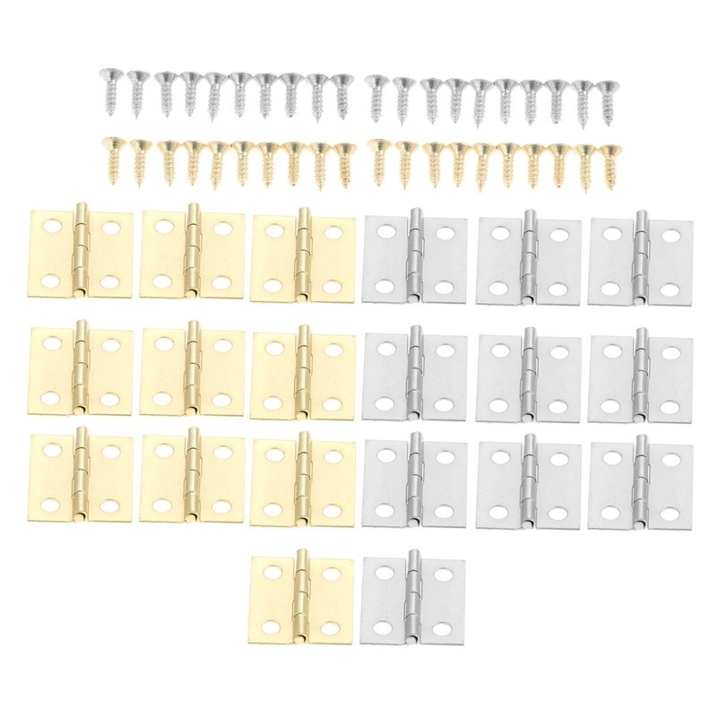 10 Pcs/Set DIY Right Angle Copper Hinge/ Mini Copper Hinge/ Folding Small Brass Hinge with Nail/ Wooden Box Cabinet Door Metal Hinges Furniture Accessories