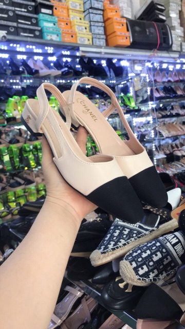 Giày Captoe gót nhú 2cm màu be nịnh da