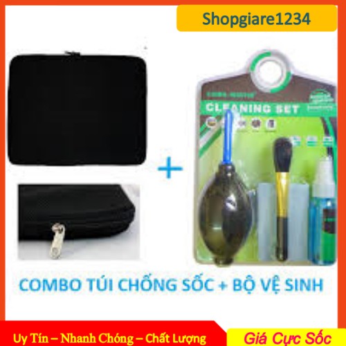 Combo túi chống sốc và bộ vệ sinh laptop cao cấp 6 món