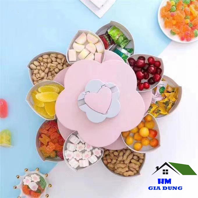 Khay mứt để bàn hình cánh hoa 2 tầng GD01