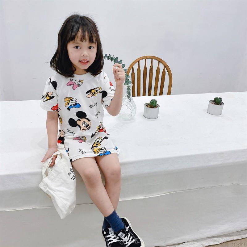 Đầm Thun Ngắn Tay In Họa Tiết Hoạt Hình Cho Bé Gái
