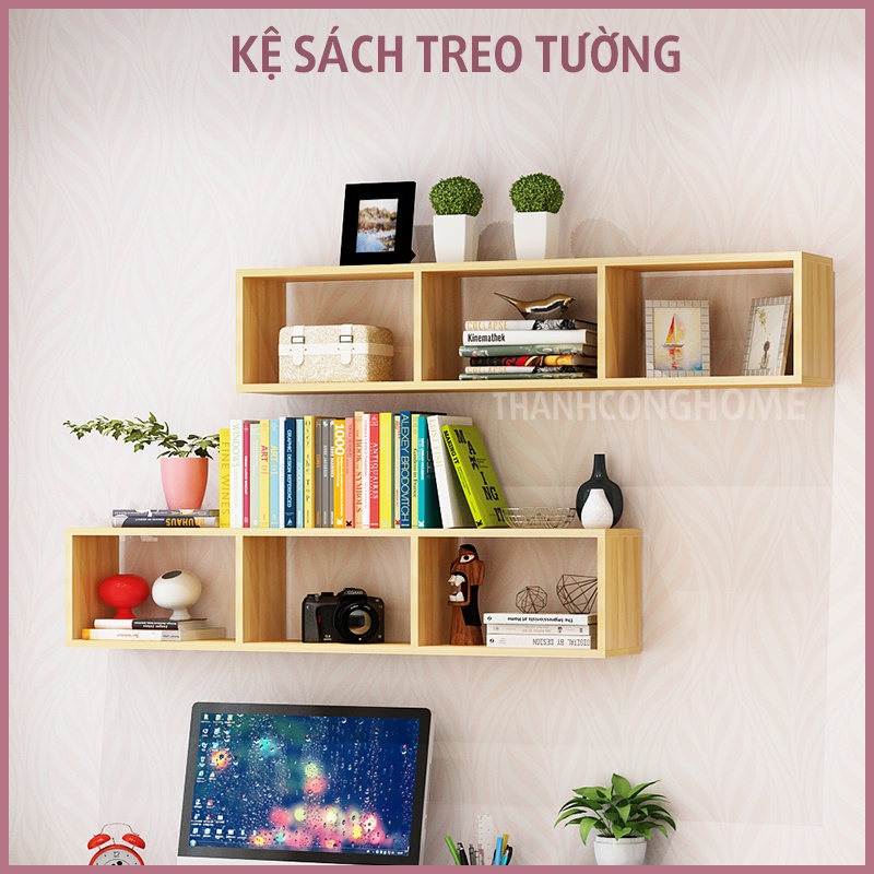 Kệ Sách Treo Tường Bàn Làm Việc, Kệ TV Gắn Tường Bằng Gỗ Đẹp Tiện Dụng