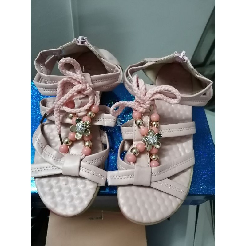 Sandal hồng baby có khóa kéo sau sz 36