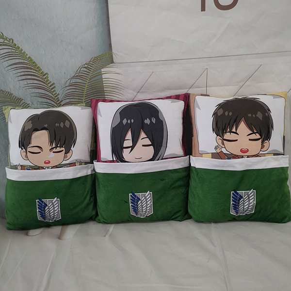 Attack on Titan Sleep Pillow Plush Cushion Ackerman Levi Eren Mikasa Reversible Home Soft Comfortable Pillows Gift
