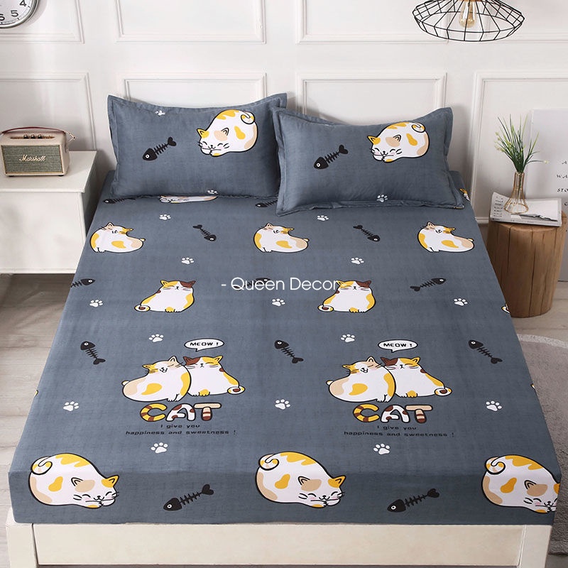 Bộ ga giường cotton poly, ga gối Kí Túc Xá kích thước 80x190cm, ga giường đơn, ga chun KTX | BigBuy360 - bigbuy360.vn