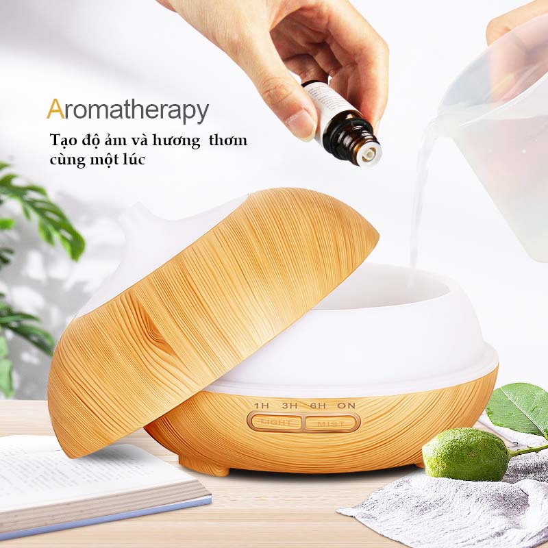 Máy xông tinh dầu phòng ngủ - phun sương tạo độ ẩm 500ml - AROMA DIFFUSER 6 - kèm remote