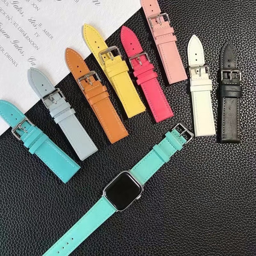 Genuine Leather Strap For iWatch 40mm 44mm 42mm 38mm Sports Strap For Apple Watch Series SE 6 5 4 3 2 1 Band High Quality Pattern Bands Stainless Steel Buckle Belt Buckle