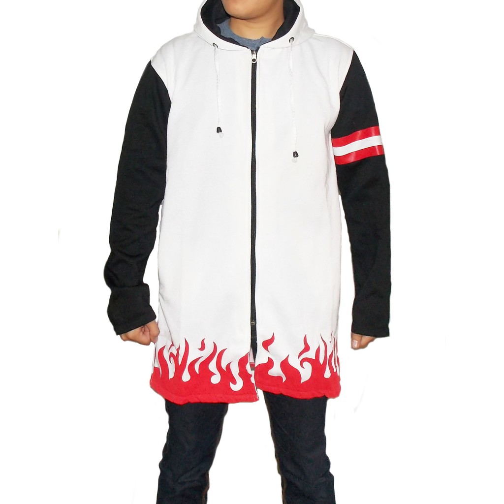 Áo Khoác Hoodie Họa Tiết Naruto Yondaime Hokage Putih - Jubah Cá Tính Cho Bé Trai