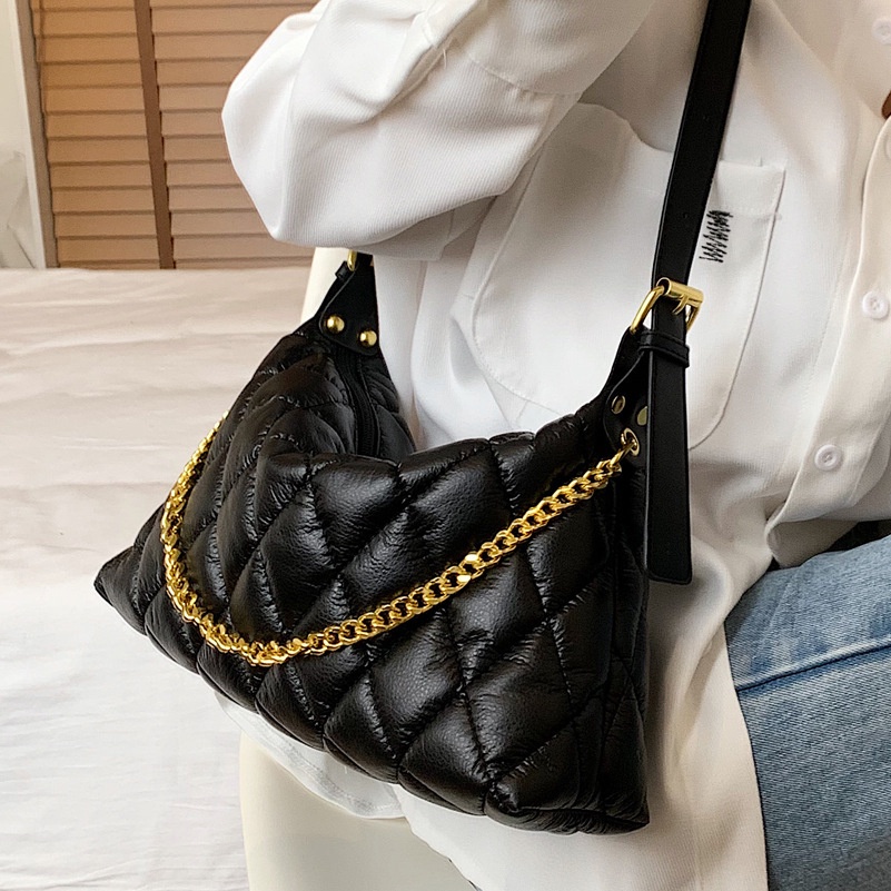Túi Xách JASMIN NOIR Đeo Vai Phối Dây Xích Hoạ Tiết Kẻ Sọc Dành Cho Nữ