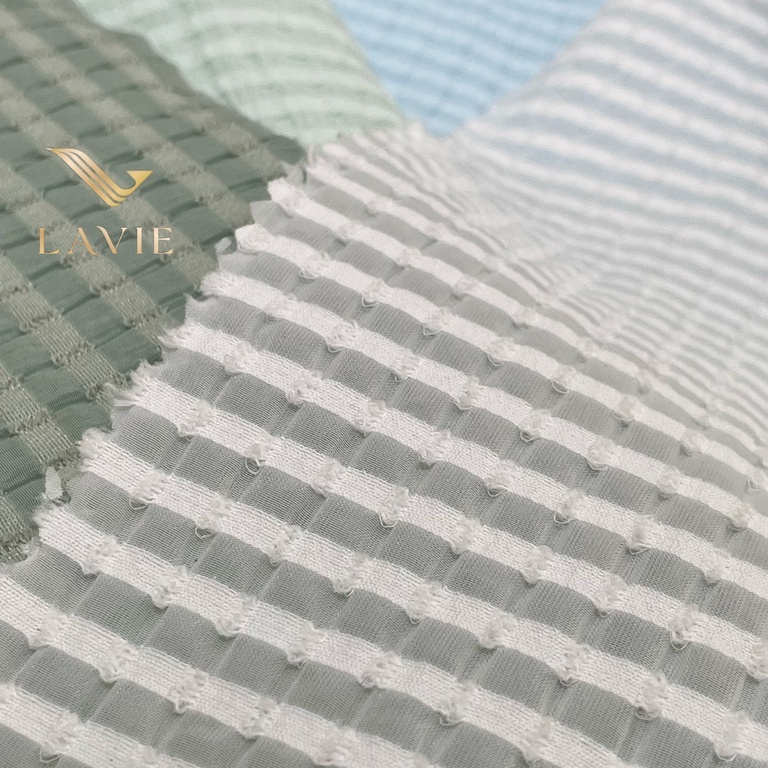 Vải Xốp Caro D5-02 cao cấp nhà Lavie co giãn, mềm, vải may váy đầm, form xoè, váy xuông