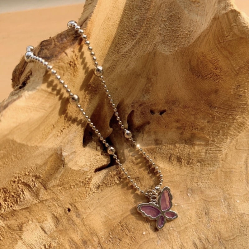 Dây Chuyền Hình Bướm Tím Phong Cách Hàn Quốc Xinh Xắn Cho Nữ