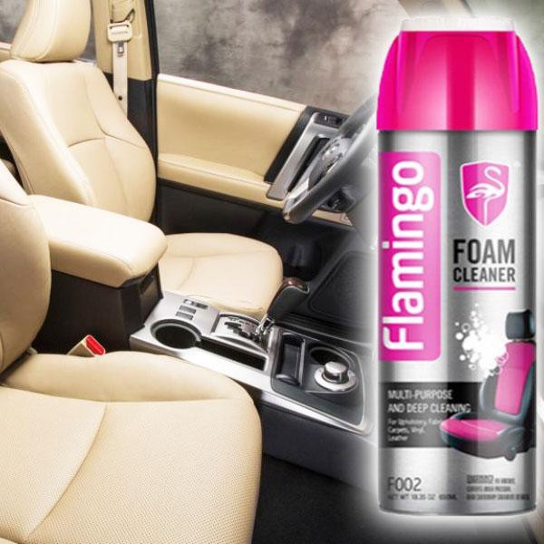 Bình xịt bọt Vệ Sinh Ghế Xe nội thất Ô Tô Chính Hãng Flamingo F002 650ml