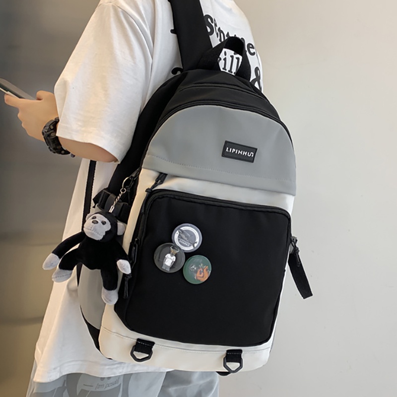 Ba lô học sinh màu sắc tương phản thời trang