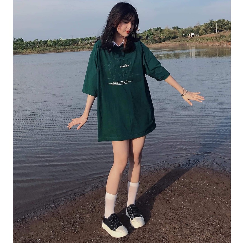 Áo thun tay lỡ form rộng SADBOlZ SADLUV TEE  chất cotton TAY THÊU TRÁI TIM phong cách Unisex - T&A Store | BigBuy360 - bigbuy360.vn