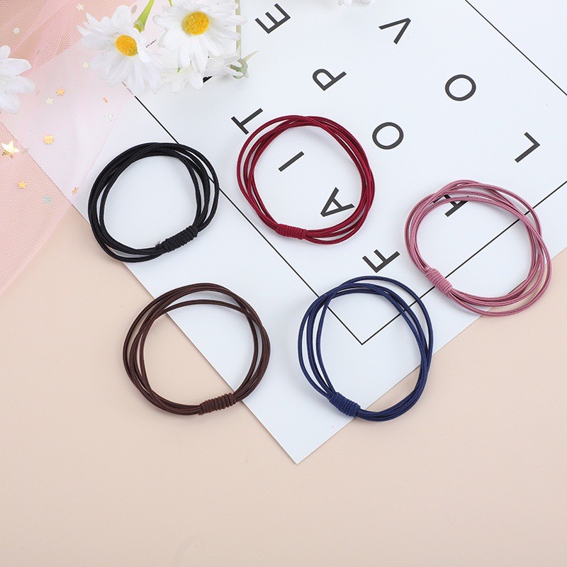 Dây buộc tóc cao su 4 sợi phong cách Hàn Quốc nhiều màu