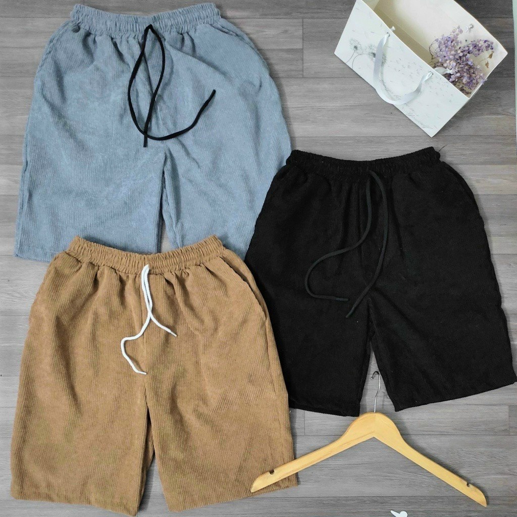 Quần Short Đùi Nhung Tăm Nam Nữ Form Basic Unisex Chất Mát Mẻ, Trẻ Trung