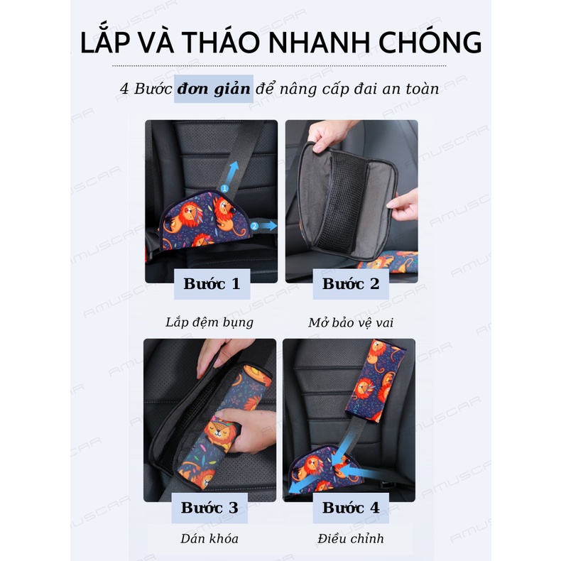 Đai an toàn cho bé ngồi ô tô, bọc dây an toàn xe hơi, phụ kiện trẻ em tiện lợi dễ thương cho bé trên 3 tuổi