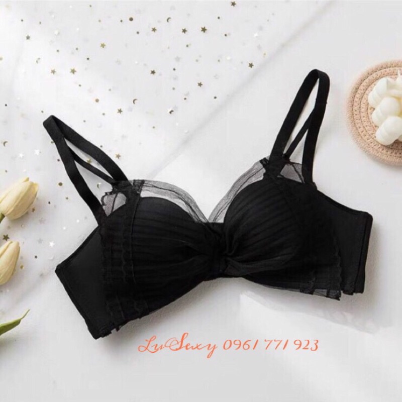 Quần Áo ngực ren NÀNG THƠ tiểu thư xinh xắn - Bộ đồ lót nữ ren không gọng cao cấp đệm mỏng màu da đen trắng kiểu cô dâu