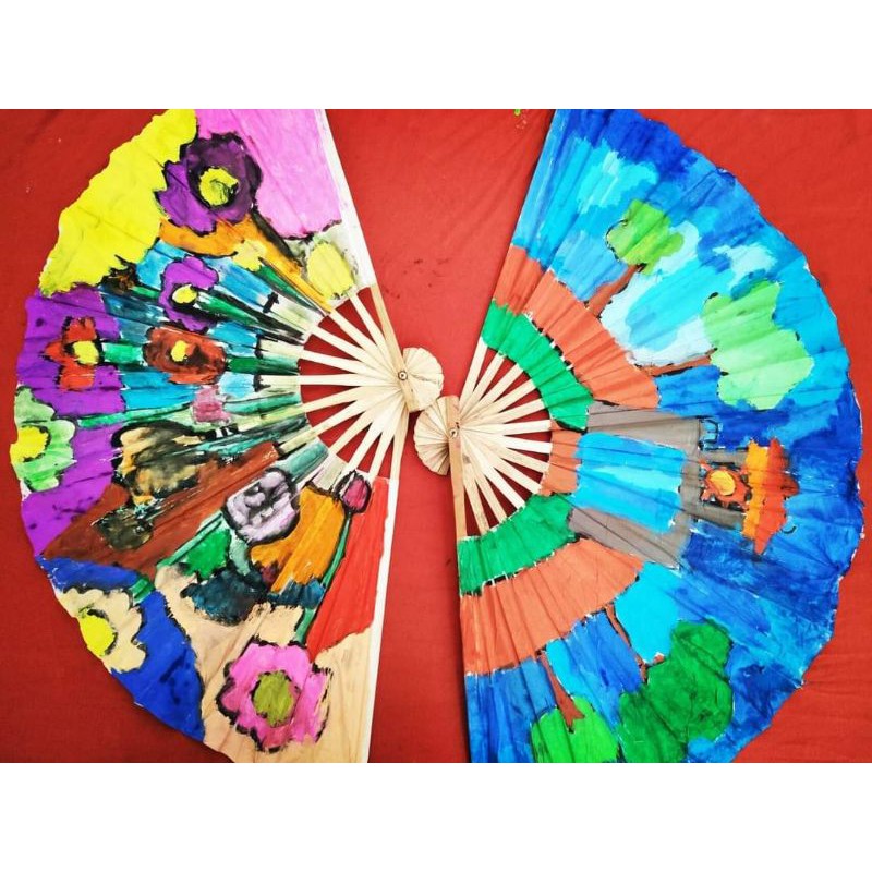 Bộ 10 quạt giấy màu trắng cho bé sáng tạo