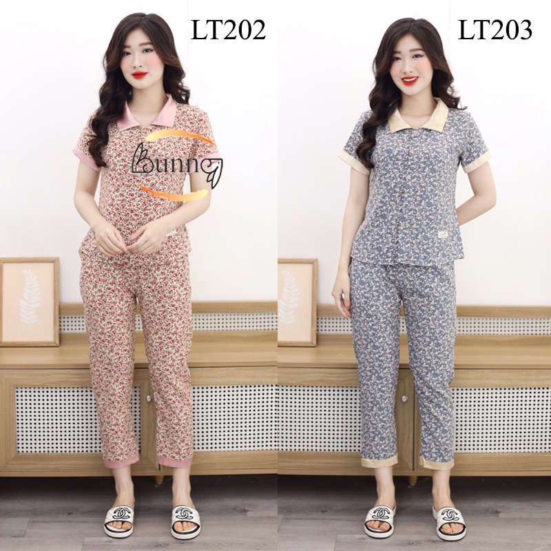 [Bunny]ĐỒ BỘ MẶC NHÀ TAY CỘC , ĐỒ BỘ THIẾT KẾ, CHẤT LIỆU LỤA MỀM MÁT, HỌA TIẾT XINH FOM DÁNG ĐẸP