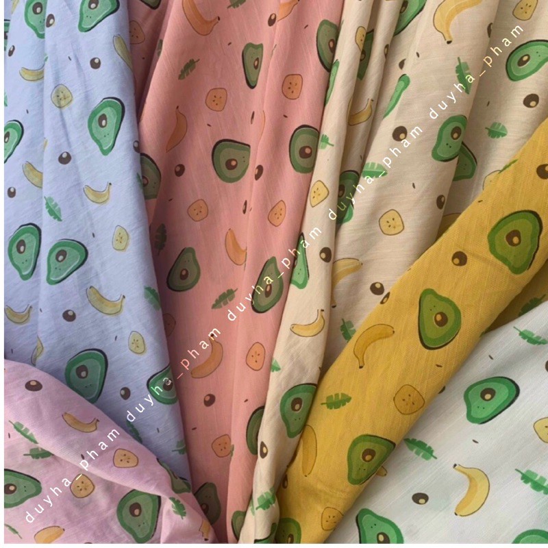 🥑VẢI TƠ PHÁP HÌNH BƠ CHUỐI CUTE🥑