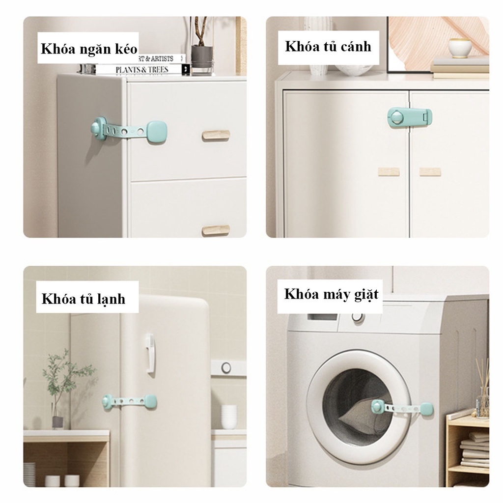 Khóa tủ lạnh bản cao cấp, thông minh - Khóa tủ, ngăn kéo giũ an toàn cho bé -Kep dán 3M