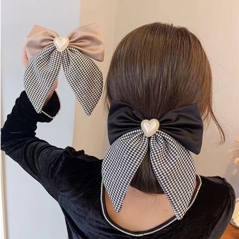 Kẹp Tóc Hình Nơ Lớn Bằng Ruy Băng Phong Cách Hàn Quốc Ngọt Ngào Dành Cho Bạn Nữ
