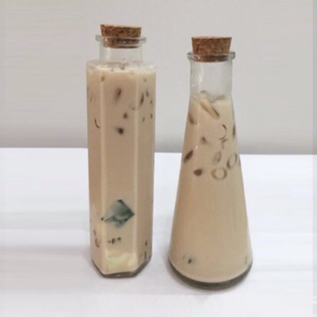 Chai thuỷ tinh 350ml lục giác nút gỗ