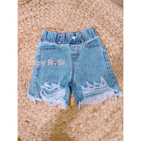 Quần jean lửng rách cho bé gái