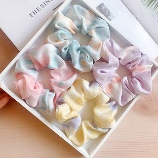 Chun cột tóc Scrunchies vải màu loang lổ