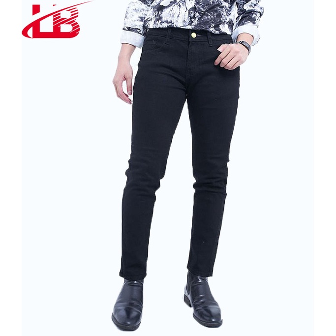 Quần jean nam rách gối màu đen LB OFFICIAL skinny jean nam trơn chất bò co giãn 4 chiều ôm dáng cực đẹp DNHQ9861