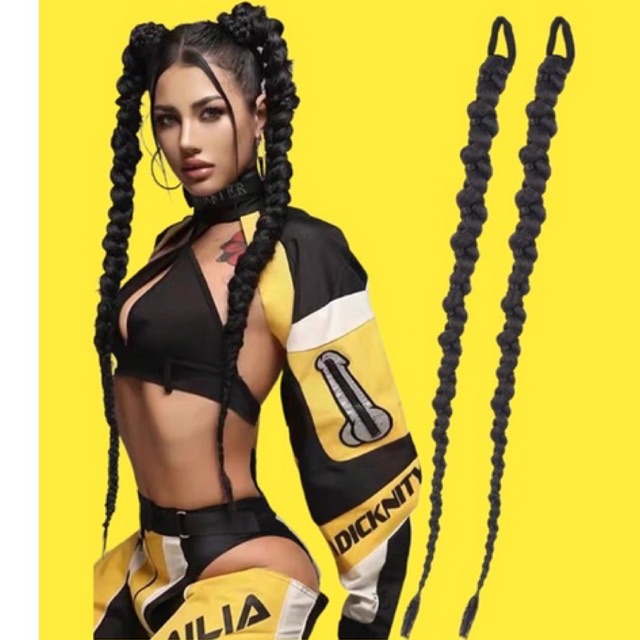 Tóc giả bện con rết cá tính phong cách âu mỹ dài 65cm ( 1 chiếc 1 bên tóc)