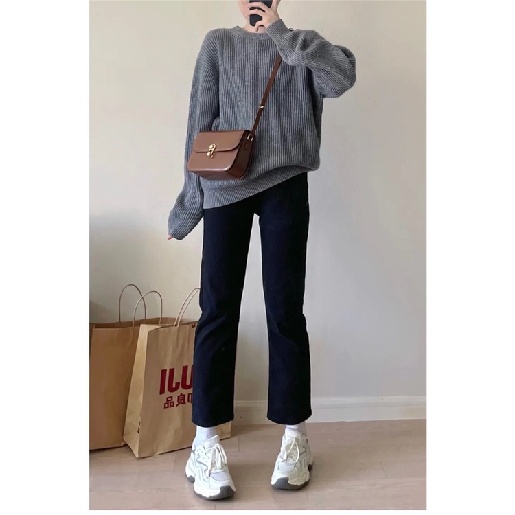 Quần Jeans Ống Đứng Đen | Quần Denim Nữ Cạp Cao Dáng Suông Ống Đứng Trẻ Trung Sành Điệu Phong Cách Hàn Quốc