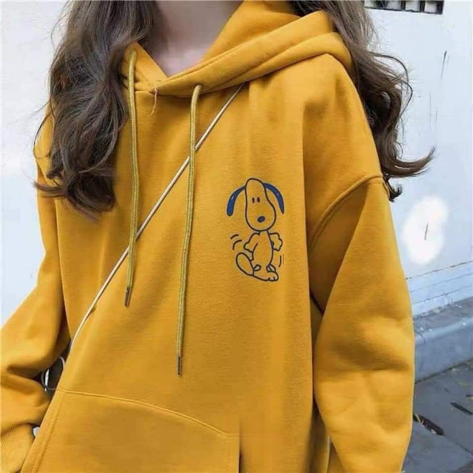 Áo HOODIE FORM RỘNG chất nỉ dày dặn in logo cún đáng yêu