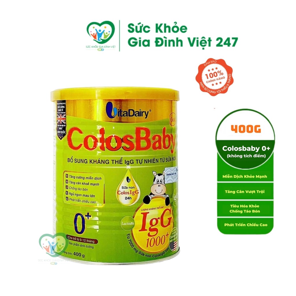 Sữa Colosbaby Gold 0+ 400g - Hỗ Trợ Tăng Cường Miễn Dịch Phát Triển Chiều Cao Cân Nặng Vượt Trội suckhoegiadinhviet247