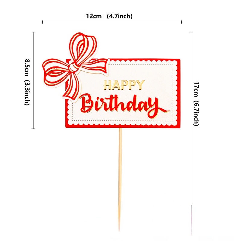 Phụ Kiện Trang Trí Bánh Kem Sinh Nhật Hình Vuông Đính Nơ Bằng Lụa Nhiều Màu Sắc