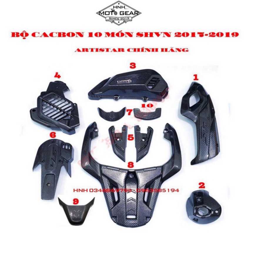 Ốp Carbon Cho SH 2017 - 2019 Chính Hãng Artista