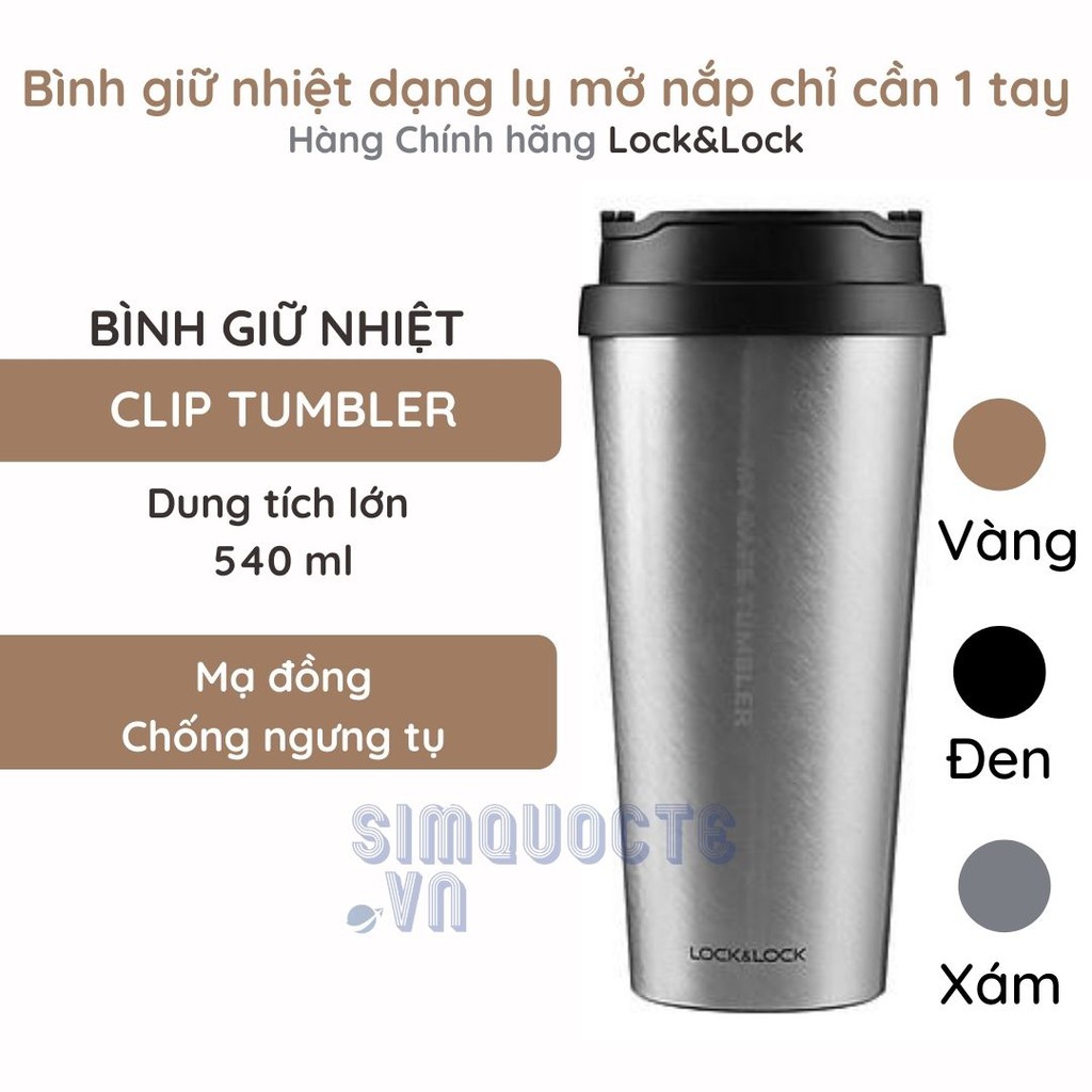 Bình Giữ Nhiệt Bằng Thép Không Gỉ Lock&amp;Lock Clip Tumbler (540ml) - Hàng Chính Hãng